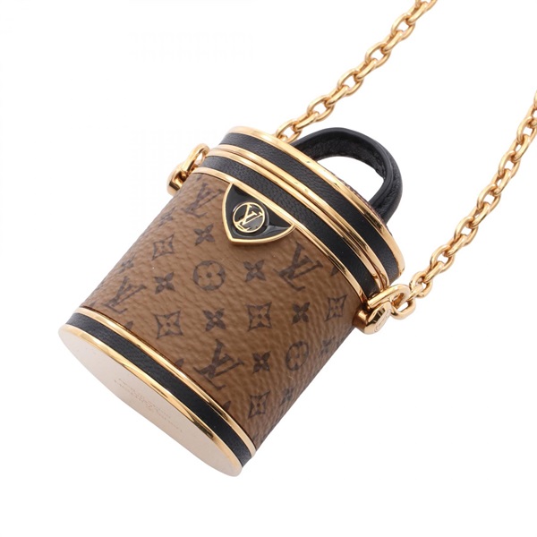 LOUIS VUITTON Micro Cannes Long Necklace Pendant Gold Plated Monogram Reverse LV