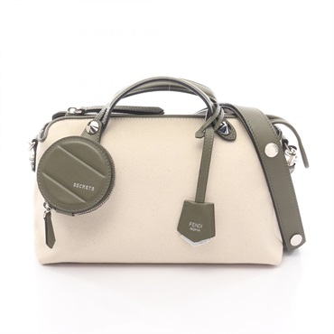 FENDI BY THE WAY MEDIUM Shoulder Handbag 8BL124 canvas leather Beige Khaki Used