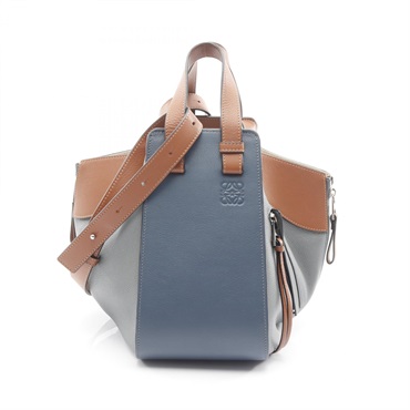 LOEWE HAMMOCK SMALL shoulder Handbag leather Blue Gray Brown Used Women