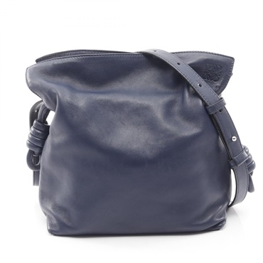 LOEWE Flamenco Knot Anagram Small Crossbody Shoulder Bag leather Blue Used Women