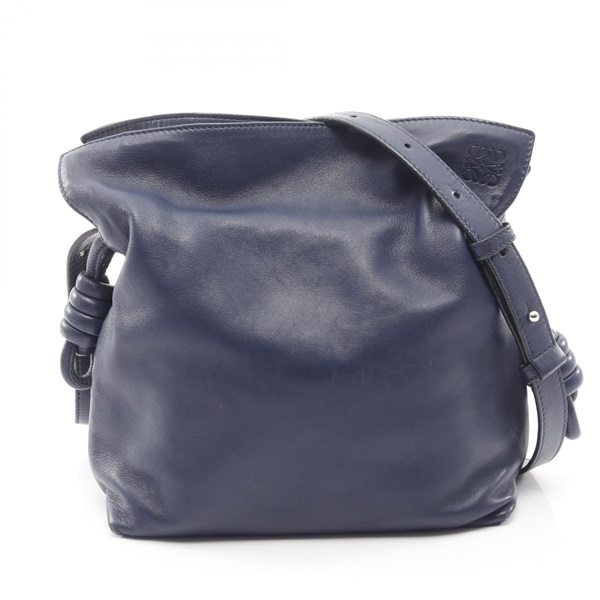 LOEWE Flamenco Knot Anagram Small Crossbody Shoulder Bag leather Blue Used Women