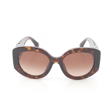 CHANEL Oval Shape Eyewear COCO Mark Sunglasses 5543-A Plastic Brown Used Women