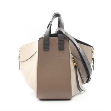 LOEWE Hammock Small Shoulder Bag leather Gray Beige Brown Used Women