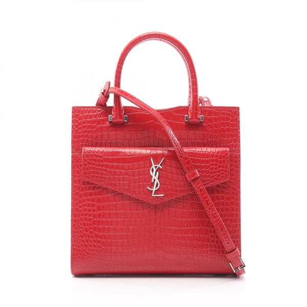 SAINT LAURENT PARIS Uptown Tote Small Shoulder Handbag 561203 leather Red Used