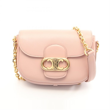 CELINE Mayon Triomphe Shoulder Crossbody Bag Leather Pink GHW Used Women