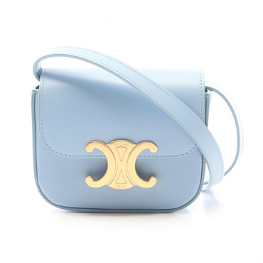 CELINE Mini Claude Triomphe Shoulder Crossbody Bag 10I513DPV leather Blue Used