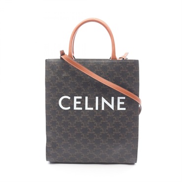 CELINE Small Vertical Cabas Triomphe shoulder crossbody Tote Bag canvas leather