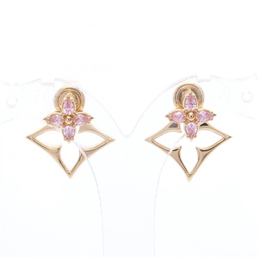 LOUIS VUITTON Flowergram Strass Pierced earrings GP Rhinestone Pink Used women