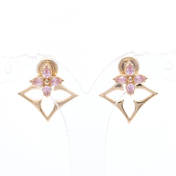 LOUIS VUITTON Flowergram Strass Pierced earrings GP Rhinestone Pink Used women