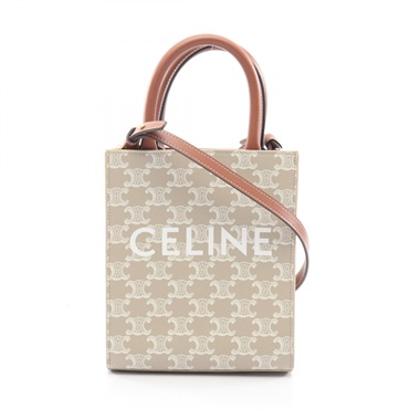 CELINE Mini Vertical Cabas Triomphe shoulder crossbody Handbag 194372 canvas