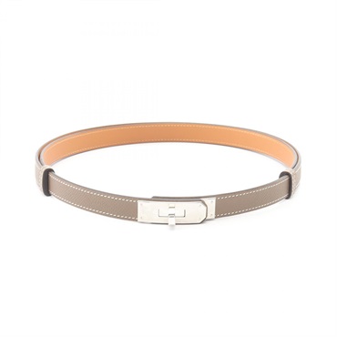 HERMES Kelly belt Epsom leather Beige Etoupe Grey Used Women A SHW