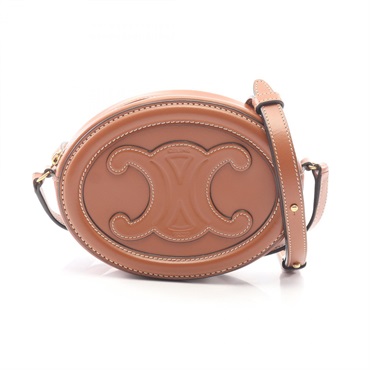 CELINE Triomphe Oval Purse Cuir Shoulder Bag 10I703DPQ leather Brown Used Women
