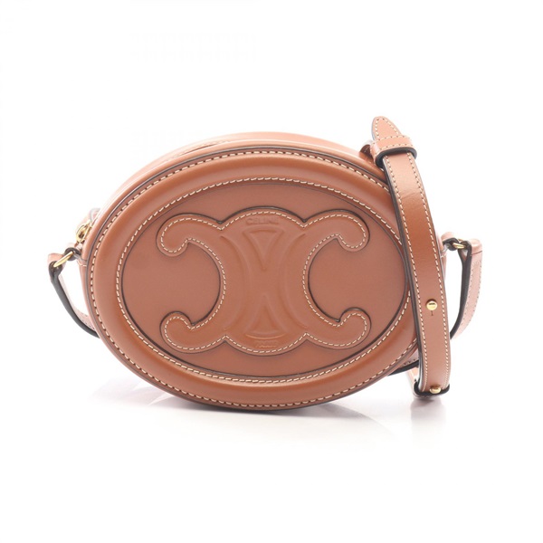 CELINE Triomphe Oval Purse Cuir Shoulder Bag 10I703DPQ leather Brown Used Women