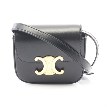 CELINE Mini Claude Triomphe Crossbody Shoulder Bag 10I513DPV leather Black Used