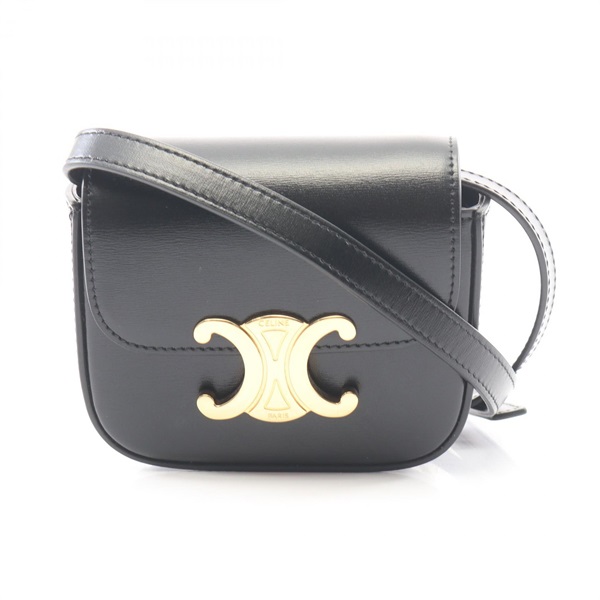 CELINE Mini Claude Triomphe Crossbody Shoulder Bag 10I513DPV leather Black Used