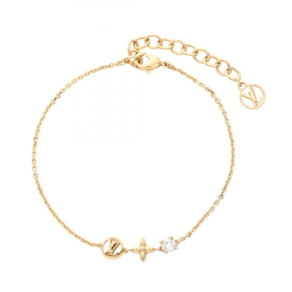 LOUIS VUITTON Petit Louis Bracelet M00374 Gold Plated Rhinestone Used Women LV
