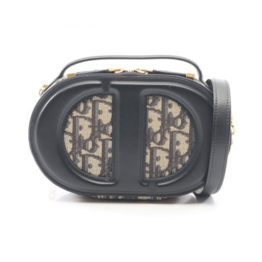 Christian Dior CD Signature Camera Shoulder Bag canvas leather Beige Navy Used