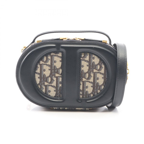 Christian Dior CD Signature Camera Shoulder Bag canvas leather Beige Navy Used