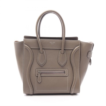 CELINE Luggage micro shopper Handbag leather Beige Used Women