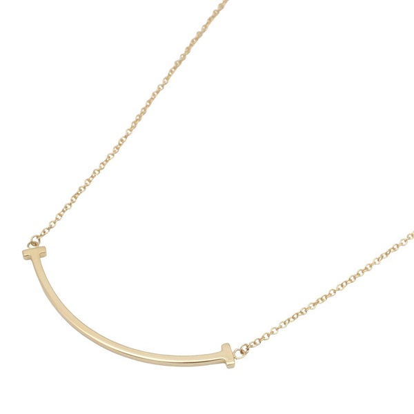 TIFFANY＆CO T Smile Small Necklace pendant collier 18K Yellow Gold Used