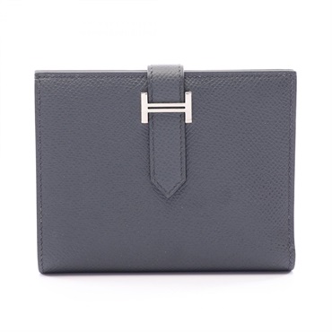 HERMES Bearn Compact Bi-fold wallet Epsom leather Gray Used Women Gris misty W