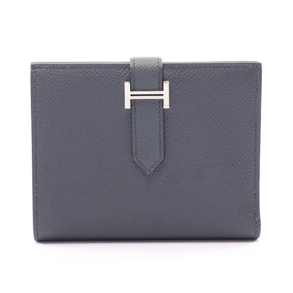 HERMES Bearn Compact Bi-fold wallet Epsom leather Gray Used Women Gris misty W
