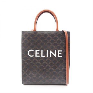 CELINE Small Vertical Cabas Triomphe 2WAY Tote Bag 191542 canvas leather Black