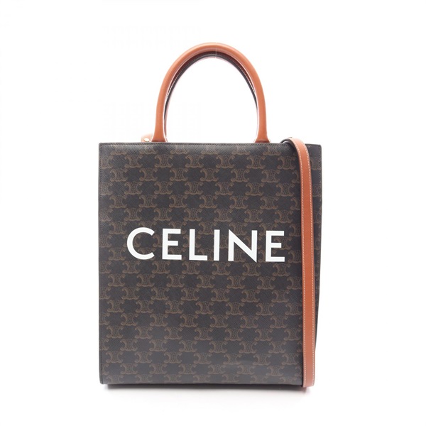 CELINE Small Vertical Cabas Triomphe 2WAY Tote Bag 191542 canvas leather Black