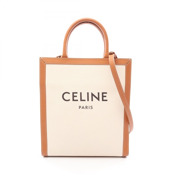 CELINE Small Vertical Cabas Triomphe 2WAY Tote Bag 191542 canvas leather Beige