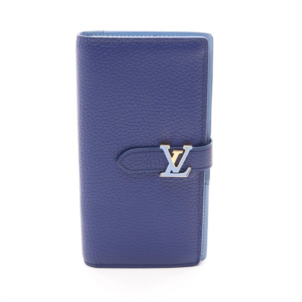 LOUIS VUITTON LV Vertical Wallet Bifoldpurse M82441 leather Blue Used Women