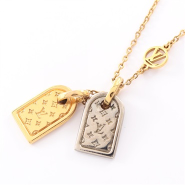 LOUIS VUITTON Nanogram Necklace Pendant Gold Plated Used Women LV