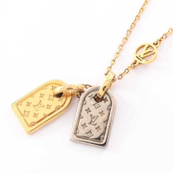 LOUIS VUITTON Nanogram Necklace Pendant Gold Plated Used Women LV
