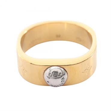 LOUIS VUITTON Nanogram Ring Gold Plated Used Women US size #6.5 #M LV