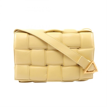 BOTTEGA VENETA Padded Cassette Intrecciato Shoulder Bag Leather Yellow Used