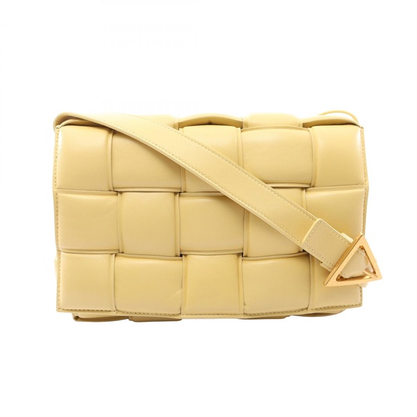 BOTTEGA VENETA Padded Cassette Intrecciato Shoulder Bag Leather Yellow Used