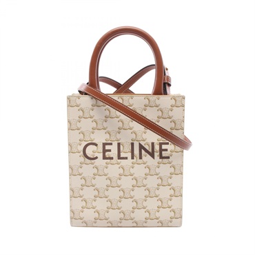 CELINE Mini Vertical Cabas Triomphe shoulder crossbody Handbag 194372 canvas