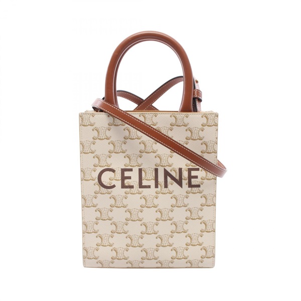 CELINE Mini Vertical Cabas Triomphe shoulder crossbody Handbag 194372 canvas