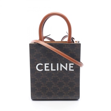 CELINE Mini Vertical Cabas Triomphe shoulder crossbody Handbag 194372 canvas