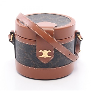 CELINE Tambour Small Triomphe Shoulder Crossbody Bag 195642 canvas leather Used