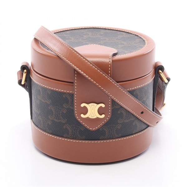CELINE Tambour Small Triomphe Shoulder Crossbody Bag 195642 canvas leather Used