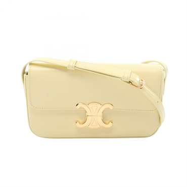 CELINE Triomphe Shoulder Handbag leather Yellow GHW Used Women