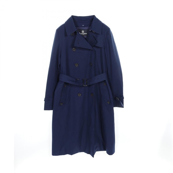 Aquascutum Trench coat jacket wool Navy Used Women size 8
