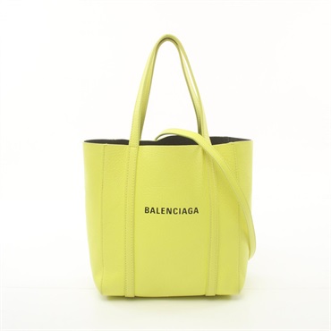 BALENCIAGA EVERYDAY XXS 2way Shoulder Tote Bag leather Yellow Used Women