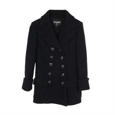 CHANEL PEA coat Jacket P59353 wool Black Used Women size 36