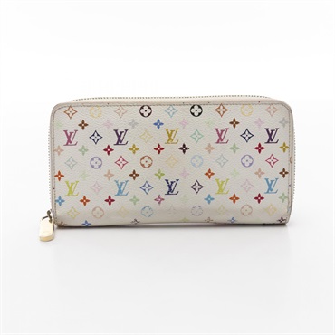 LOUIS VUITTON Zippy around long wallet M60241 Monogram Multicolore White Used LV