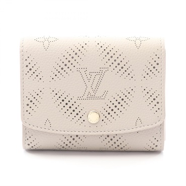 LOUIS VUITTON Portefeuille Iris Compact Bi-fold wallet Mahina leather Gray Women