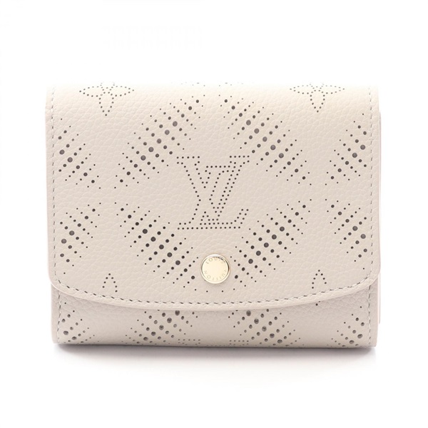 LOUIS VUITTON Portefeuille Iris Compact Bi-fold wallet Mahina leather Gray Women