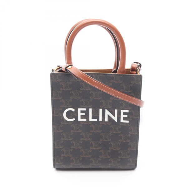 CELINE Mini Vertical Cabas Triomphe Handbag 194372 canvas leather Black Brown