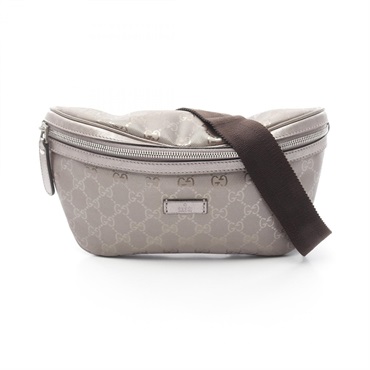GUCCI GG implementation Belt bag 233269 canvas leather Brown metallic gray Used
