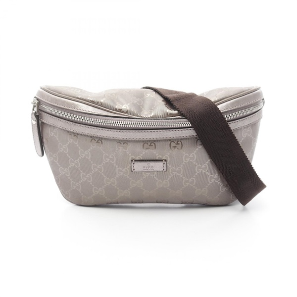 GUCCI GG implementation Belt bag 233269 canvas leather Brown metallic gray Used
